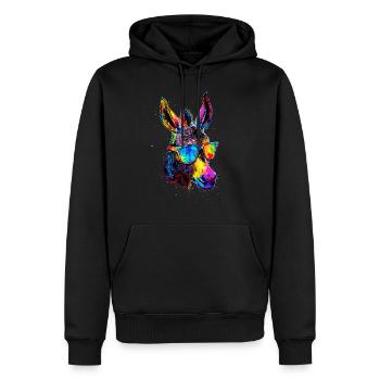 Esel in Bunt Popart Farben Hausesel Donkey Reiten - Männer Premium Bio Hoodie - Schwarz - Vorne - Nico (187cm)