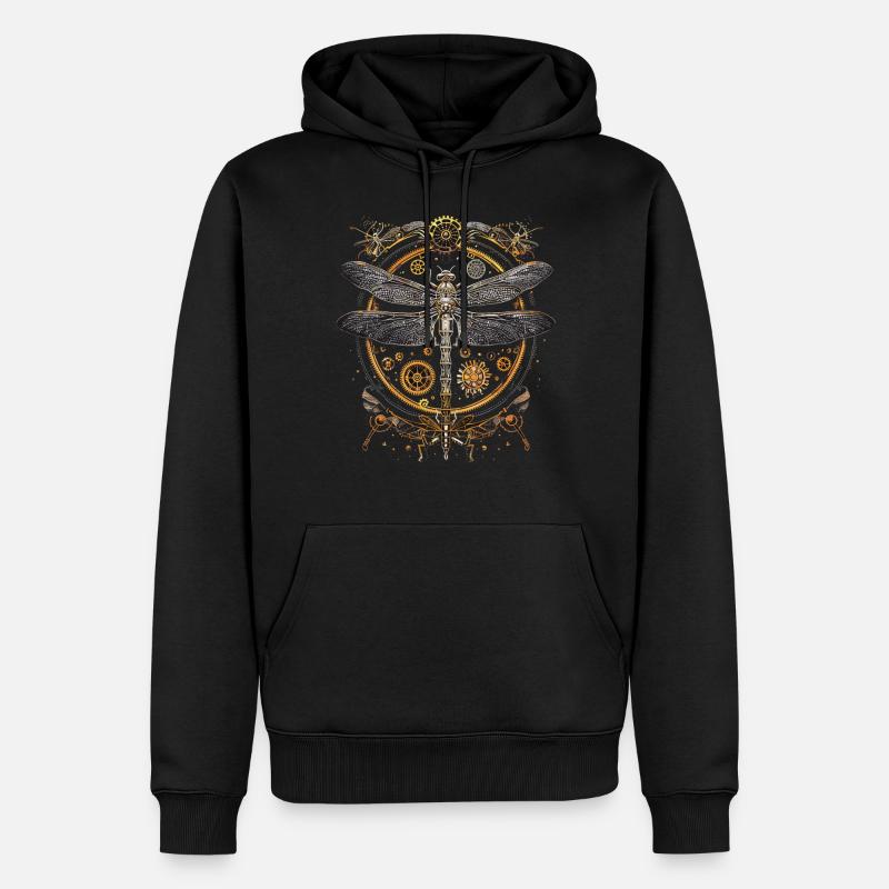 Libellule steampunk - Sweat à capuche Premium bio Homme - noir