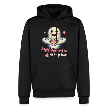 Ma copine est mon boo ghost love - Sweat à capuche Premium bio Homme - noir - Devant - Nico (187cm)