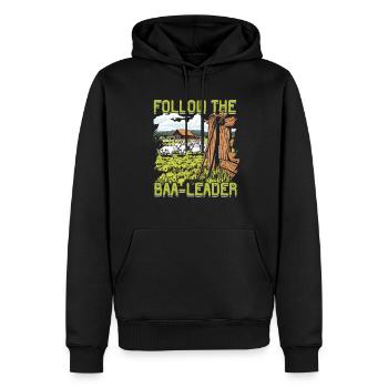 Schafhirte Schäferei Follow the Baa-leader - Männer Premium Bio Hoodie - Schwarz - Vorne - Nico (187cm)