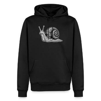 Illustration graphique d’animal escargot gris - Sweat à capuche Premium bio Homme - noir - Devant - Nico (187cm)