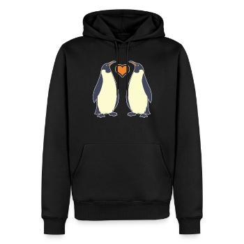 Emperor Penguin With Heart - Men’s Premium Organic Hoodie - black - Front - Nico (187cm)