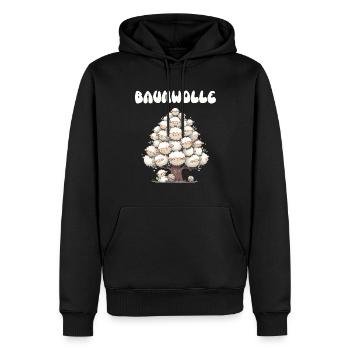 Mouton de coton dessin animé Drôle de mouton Jeu de mots - Sweat à capuche Premium bio Homme - noir - Devant - Nico (187cm)