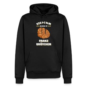 Hamburger Franzbrötchen | Zimtgebäck Genuss - Männer Premium Bio Hoodie - Schwarz - Vorne - Nico (187cm)