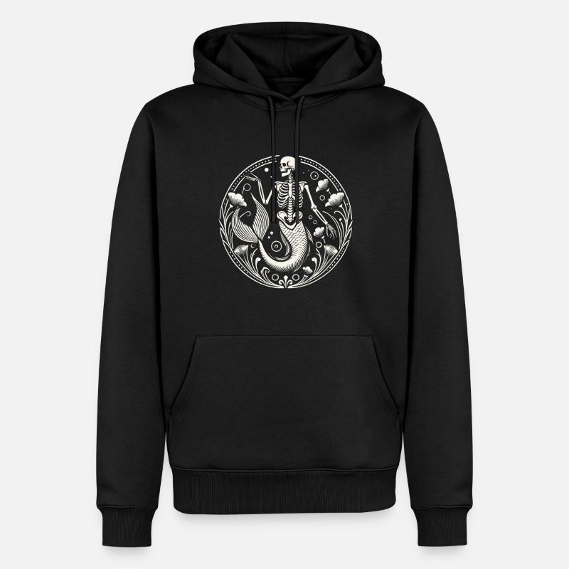 Squelette mystique Sirène Art - Sweat à capuche Premium bio Homme - noir