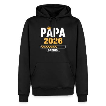 Papa 2026 Chargement - Sweat à capuche Premium bio Homme - noir - Devant - Nico (187cm)