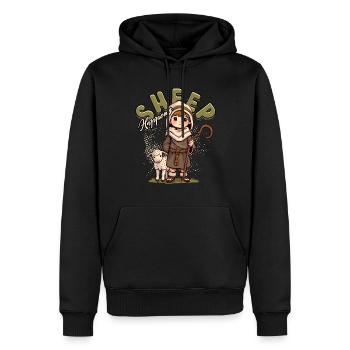 Schafhirte Schäferei Hirte Sheep Happens - Männer Premium Bio Hoodie - Schwarz - Vorne - Nico (187cm)
