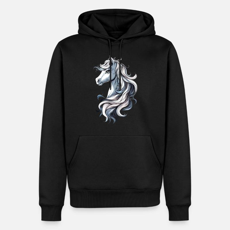 Balade à poney Poney Cavalier Poulain Équitation Ferme à poneys - Sweat à capuche Premium bio Homme - noir