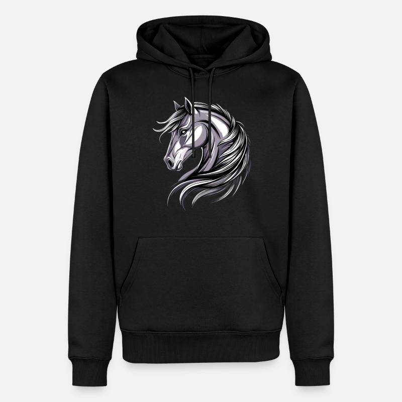 Balade à poney Poney Cavalier Poulain Équitation Ferme à poneys - Sweat à capuche Premium bio Homme - noir