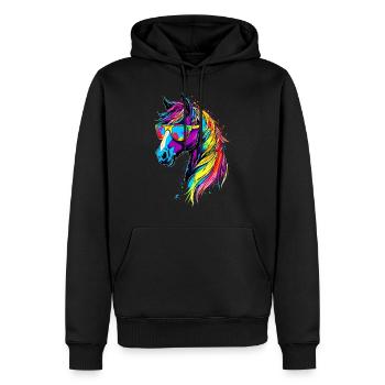 Balade à poney Poney Cavalier Poulain Équitation Ferme à poneys - Sweat à capuche Premium bio Homme - noir - Devant - Nico (187cm)