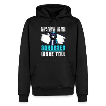 Heute möchte ich was mit Menschen machen Schubsen - Männer Premium Bio Hoodie - Schwarz - Vorne - Nico (187cm)