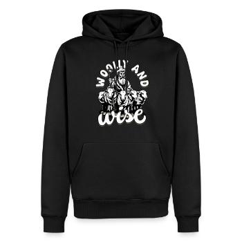 Schafhirte Schäferei Schafe Hirte Woolly and Wise - Männer Premium Bio Hoodie - Schwarz - Vorne - Nico (187cm)