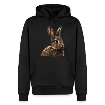 Visage de lapin animal design graphique - Sweat à capuche Premium bio Homme - noir - Devant - Nico (187cm)