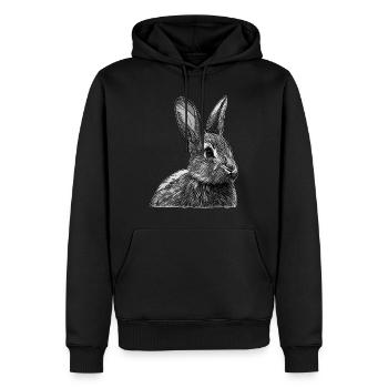 Graphique de conception d’animaux de visage de lapin gris - Sweat à capuche Premium bio Homme - noir - Devant - Nico (187cm)