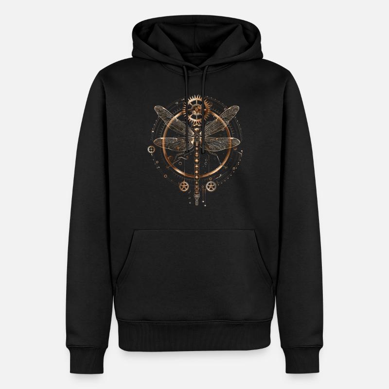 Libellule steampunk - Sweat à capuche Premium bio Homme - noir