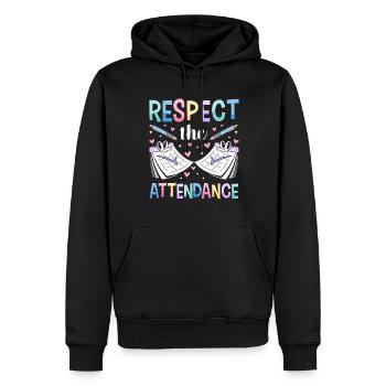Secrétaire des présences - Sweat à capuche Premium bio Homme - noir - Devant - Nico (187cm)
