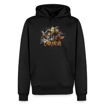 „the Carp Father“ Karpfenangeln - Männer Premium Bio Hoodie - Schwarz - Vorne - Nico (187cm)