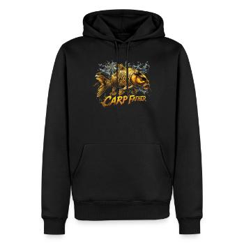 „the Carp Father“ Karpfenangeln - Männer Premium Bio Hoodie - Schwarz - Vorne - Nico (187cm)
