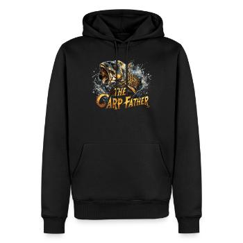 „the Carp Father“ Karpfenangeln - Männer Premium Bio Hoodie - Schwarz - Vorne - Nico (187cm)