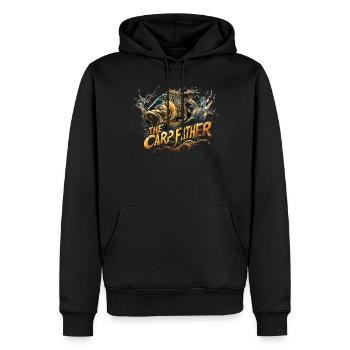 „the Carp Father“ Karpfenangeln - Männer Premium Bio Hoodie - Schwarz - Vorne - Nico (187cm)