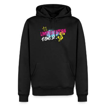 Edition Limitée 1962 Anniversaire Né 1962 - Sweat à capuche Premium bio Homme - noir - Devant - Nico (187cm)