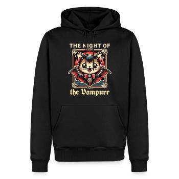 Chat Vampire Kawaii La Nuit Du Vampire - Sweat à capuche Premium bio Homme - noir - Devant - Nico (187cm)