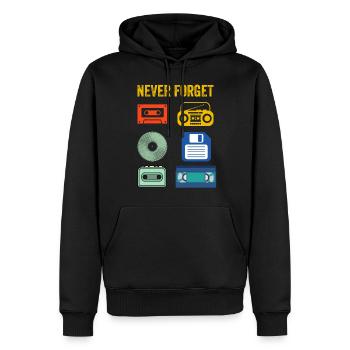 Never Forget Retro electronic devices Vintage - Männer Premium Bio Hoodie - Schwarz - Vorne - Nico (187cm)