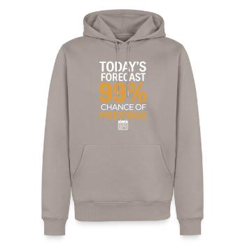 Réunion d’humour de bureau - Sweat à capuche Premium bio Homme - taupe - Devant - Nico (187cm)
