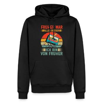 Cassettes Lecteur Mixtape Musique des années 80 Vintage Rétro - Sweat à capuche Premium bio Homme - noir - Devant - Nico (187cm)