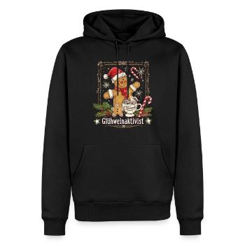 "Glühweinaktivist" - Weihnachts Glühwein - Männer Premium Bio Hoodie - Schwarz - Vorne - Nico (187cm)