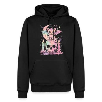 Kawaii Chat Pastel Goth Mignon Effrayant - Sweat à capuche Premium bio Homme - noir - Devant - Nico (187cm)