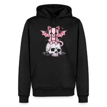 Kawaii Chat Pastel Goth Mignon Effrayant - Sweat à capuche Premium bio Homme - noir - Devant - Nico (187cm)