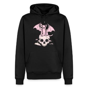 Kawaii Chat Pastel Goth Mignon Effrayant - Sweat à capuche Premium bio Homme - noir - Devant - Nico (187cm)