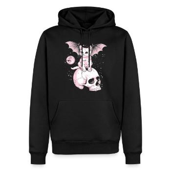 Kawaii Chat Pastel Goth Mignon Effrayant - Sweat à capuche Premium bio Homme - noir - Devant - Nico (187cm)