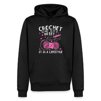 Le crochet n’est pas un passe-temps, c’est un style de vie - Crochet - Sweat à capuche Premium bio Homme - noir - Devant - Nico (187cm)