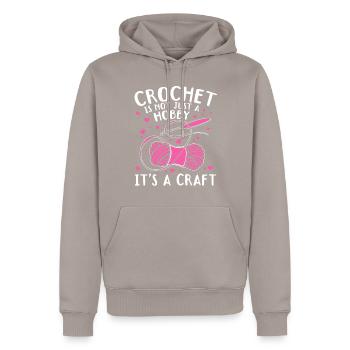 Crochet is not just a hobby it's a craft - Crochet - Men’s Premium Organic Hoodie - taupe - Front - Nico (187cm)