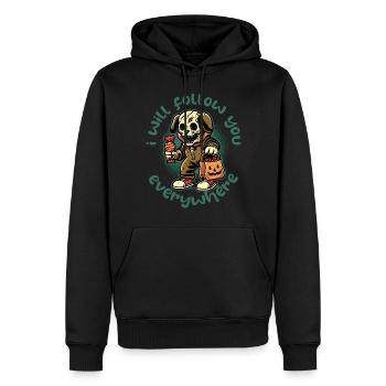 Effrayant Halloween squelette chien harceleur - Sweat à capuche Premium bio Homme - noir - Devant - Nico (187cm)