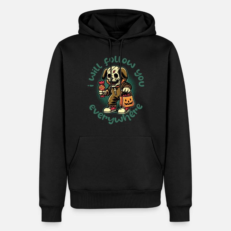 Effrayant Halloween squelette chien harceleur - Sweat à capuche Premium bio Homme - noir