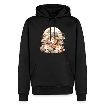 Japanische Katzen Anime Kätzchen Schlafen Kawaii - Männer Premium Bio Hoodie - Schwarz - Vorne - Nico (187cm)