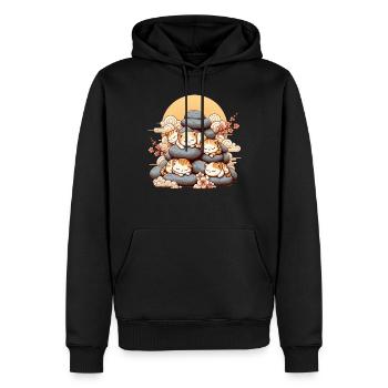 Japanische Katzen Anime Kätzchen Schlafen Kawaii - Männer Premium Bio Hoodie - Schwarz - Vorne - Nico (187cm)