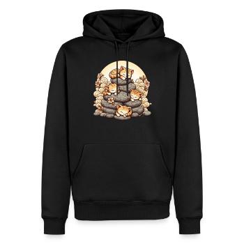 Japanische Katzen Anime Kätzchen Schlafen Kawaii - Männer Premium Bio Hoodie - Schwarz - Vorne - Nico (187cm)