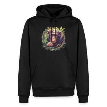 Chimpanzee Schimpansen Schimpanse - Männer Premium Bio Hoodie - Schwarz - Vorne - Nico (187cm)