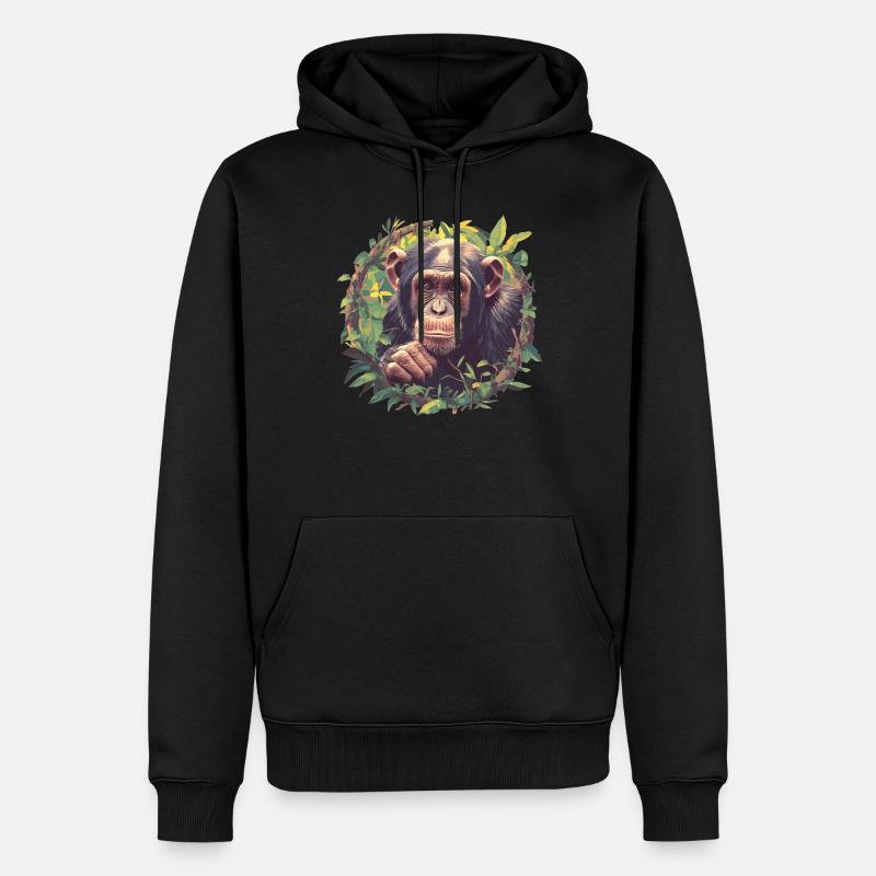 Chimpanzé Schimpansen Schimpanse - Sweat à capuche Premium bio Homme - noir