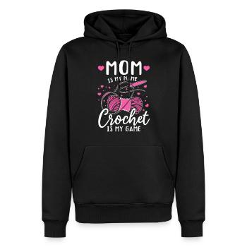 Crochet Maman c’est mon nom Le crochet c’est mon jeu - Croche - Sweat à capuche Premium bio Homme - noir - Devant - Nico (187cm)