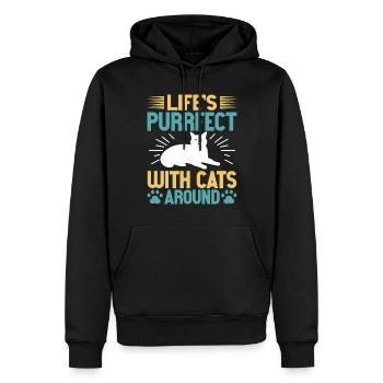 Cat Dad Gifts - Männer Premium Bio Hoodie - Schwarz - Vorne - Nico (187cm)