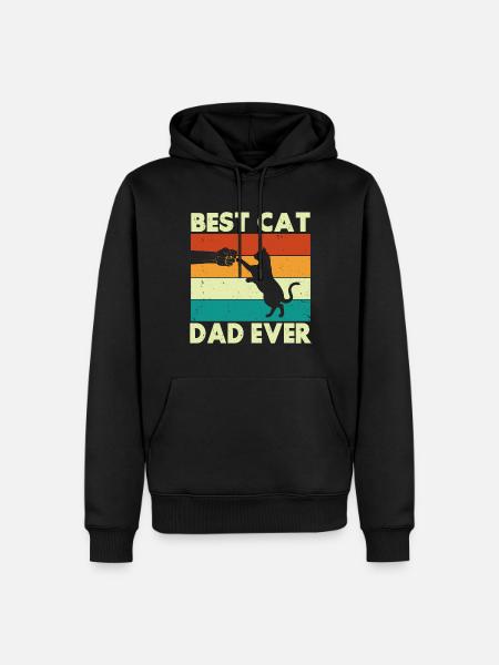 Cadeaux Chat Papa - Sweat à capuche Premium bio Homme - noir