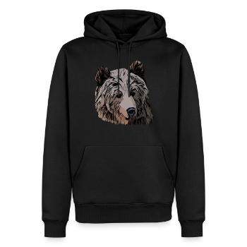 Ours Animal Design Tête Graphique - Sweat à capuche Premium bio Homme - noir - Devant - Nico (187cm)