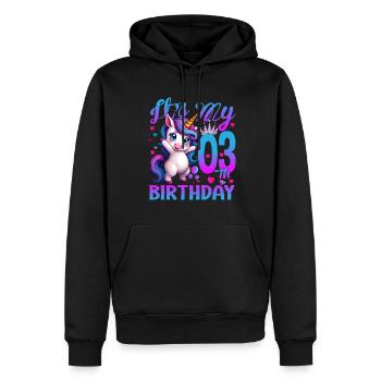 3. Geburtstag Einhorn Es ist mein 3. Geburtstag - Männer Premium Bio Hoodie - Schwarz - Vorne - Nico (187cm)