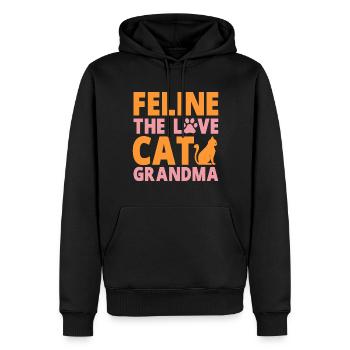 Cadeaux de grand-mère chat - Sweat à capuche Premium bio Homme - noir - Devant - Nico (187cm)