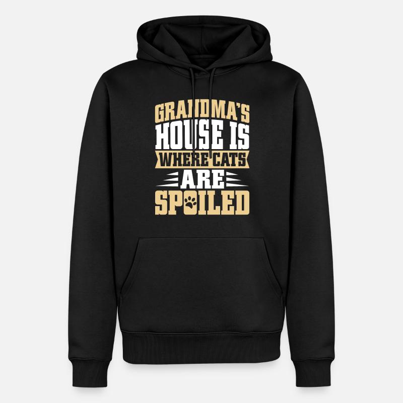 Cadeaux de grand-mère chat - Sweat à capuche Premium bio Homme - noir